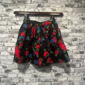 EUC Forever 21 Black Floral Mini Skirt